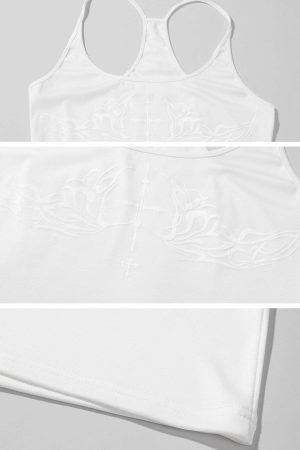 Rase le sol White Cross-Back Slim Knit Tank Top