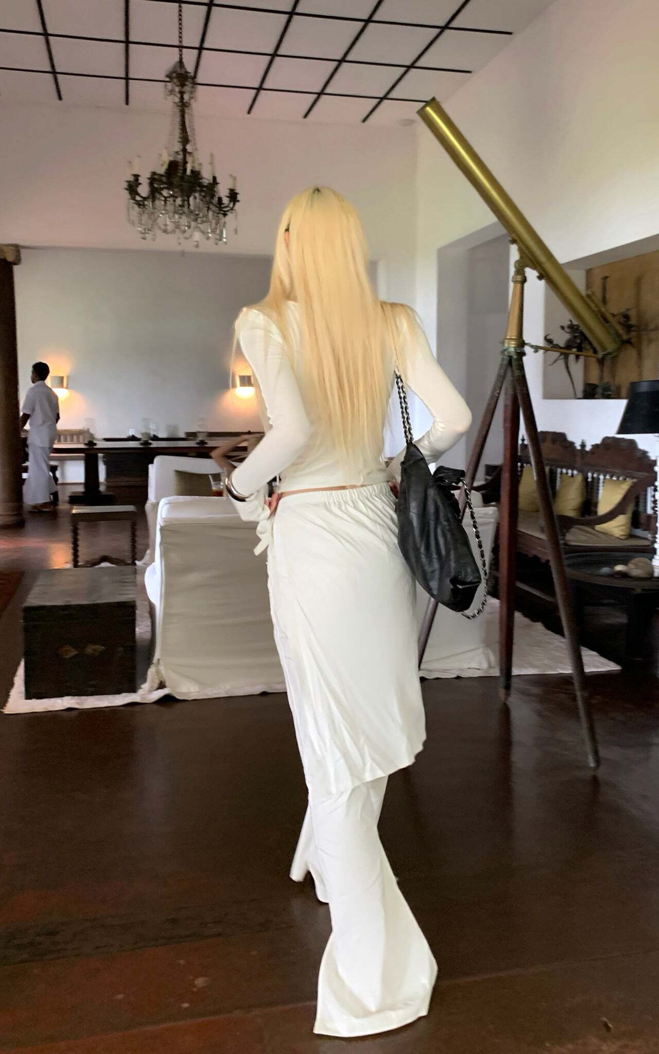 Rase le sol White Split Hem Utility Pants Rase le sol White Split Hem Utility Pants