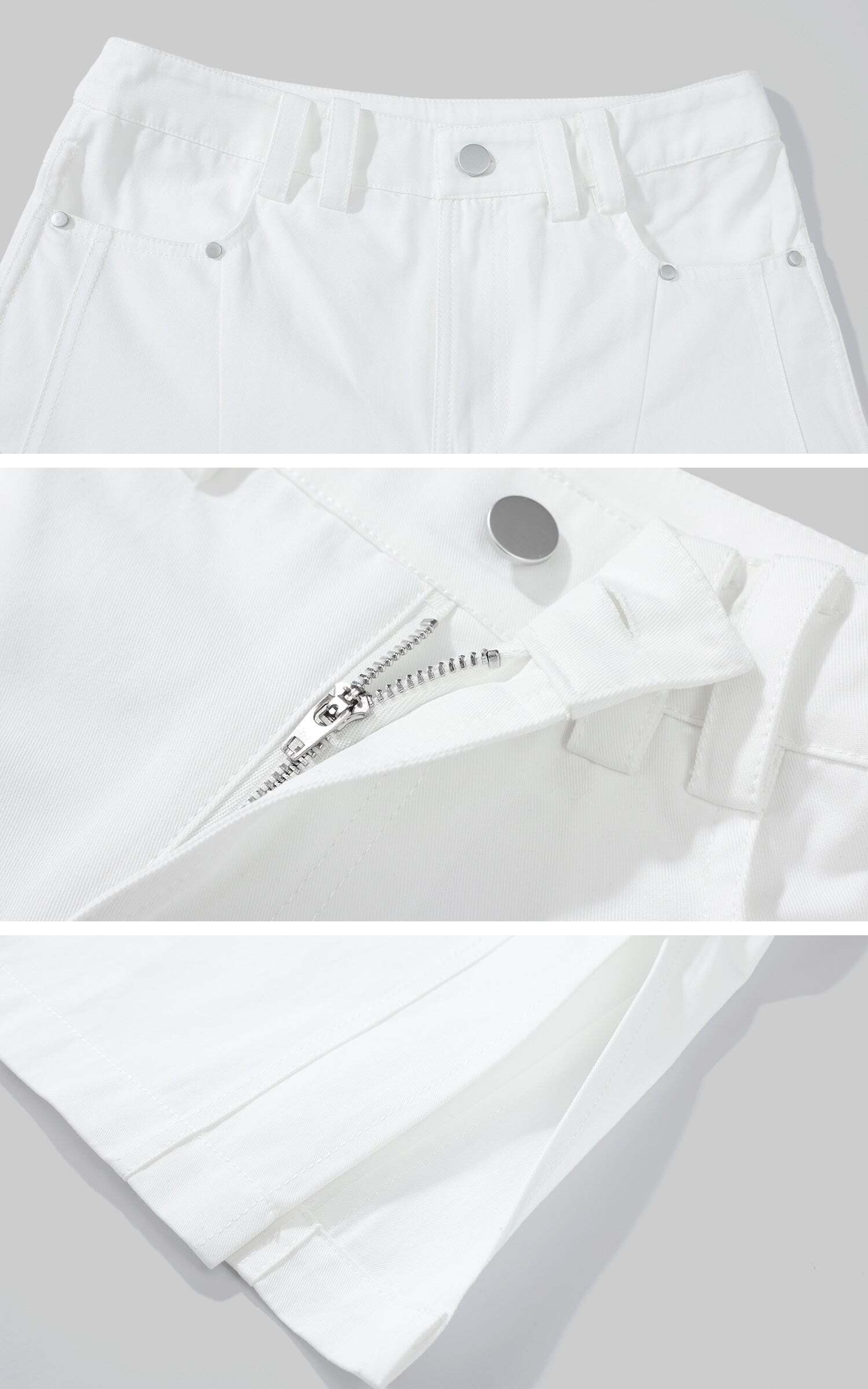 Rase le sol White Split Hem Utility Pants Rase le sol White Split Hem Utility Pants