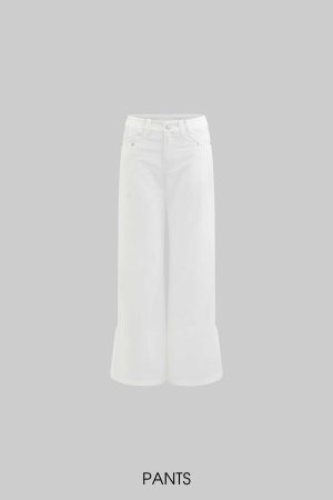 Rase le sol White Split Hem Utility Pants