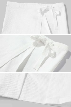 Rase le sol White Split Hem Utility Pants