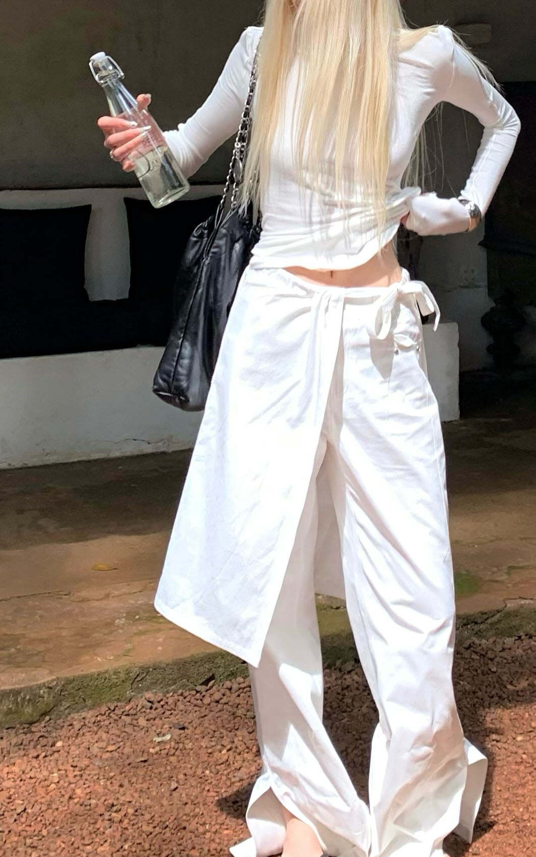 Rase le sol White Split Hem Utility Pants Rase le sol White Split Hem Utility Pants