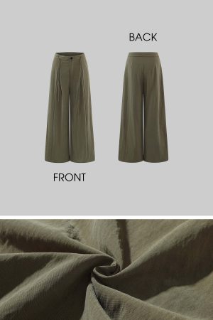 Rase le sol Wide-Leg High Waist Fluid Trousers with Drawstring Detail