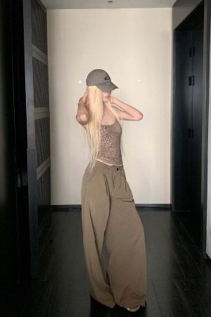 Rase le sol Wide-Leg High Waist Fluid Trousers with Drawstring Detail