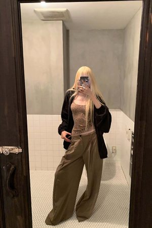 Rase le sol Wide-Leg High Waist Fluid Trousers with Drawstring Detail