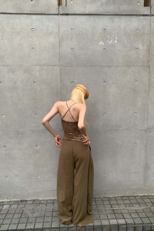 Rase le sol Wide-Leg High Waist Fluid Trousers with Drawstring Detail