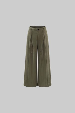 Rase le sol Wide-Leg High Waist Fluid Trousers with Drawstring Detail
