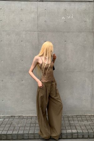 Rase le sol Wide-Leg High Waist Fluid Trousers with Drawstring Detail