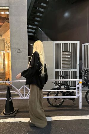 Rase le sol Wide-Leg High Waist Fluid Trousers with Drawstring Detail