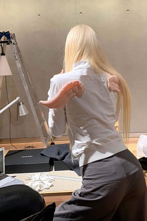 Rase le sol Wing Hoodie Black Fitted Cotton Long Sleeve Top