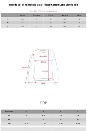 Rase le sol Wing Hoodie Black Fitted Cotton Long Sleeve Top