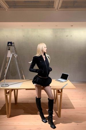 Rase le sol Wing Hoodie Black Fitted Cotton Long Sleeve Top