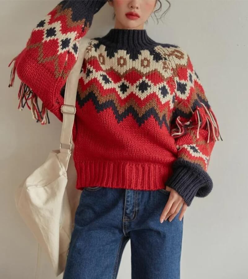 Retro Pattern Knitted Christmas Sweater Retro Pattern Knitted Christmas Sweater