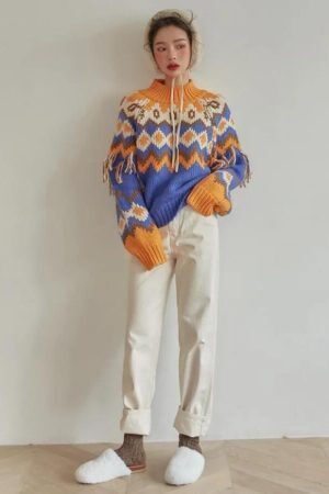 Retro Pattern Knitted Christmas Sweater