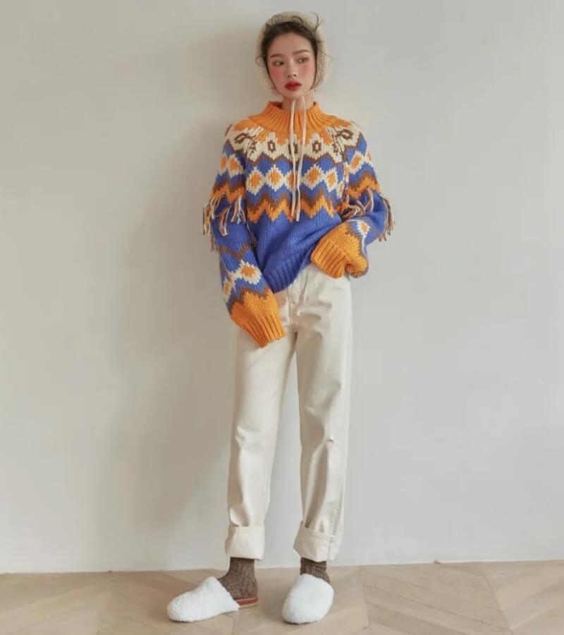 Retro Pattern Knitted Christmas Sweater Retro Pattern Knitted Christmas Sweater