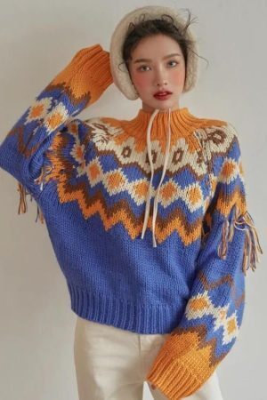 Retro Pattern Knitted Christmas Sweater