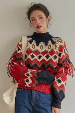 Retro Pattern Knitted Christmas Sweater