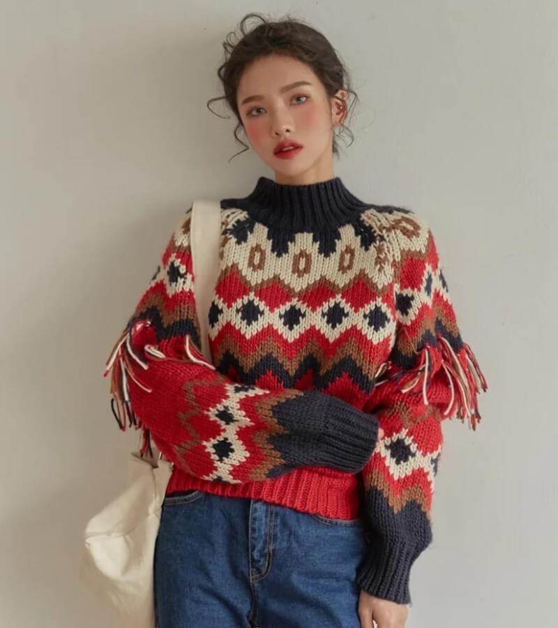 Retro Pattern Knitted Christmas Sweater Retro Pattern Knitted Christmas Sweater