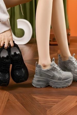 Rhinestone Platform Sneakers