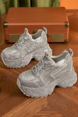 Rhinestone Platform Sneakers