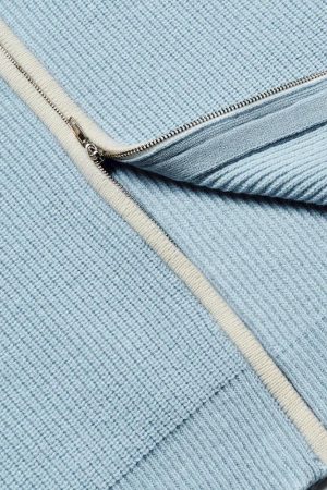 Ribbed Double Zip-Up Cardigan