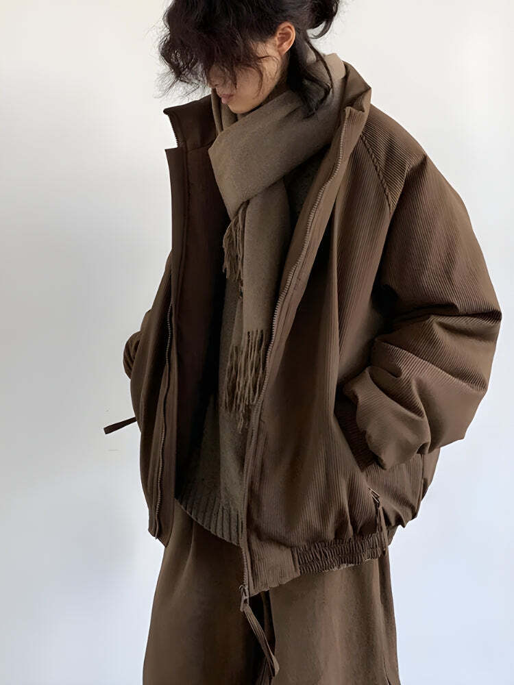 Ribbed High Neck Jacket Ribbed High Neck Jacket