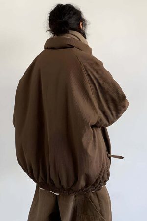 Ribbed High Neck Jacket