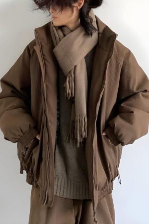 Ribbed High Neck Jacket