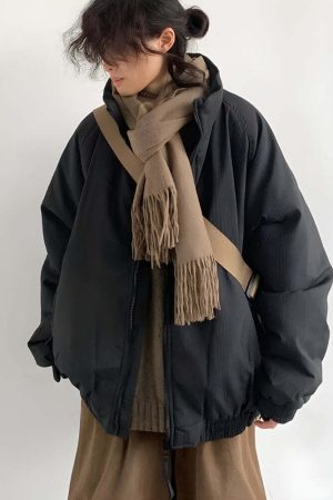 Ribbed High Neck Jacket