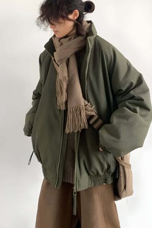 Ribbed High Neck Jacket