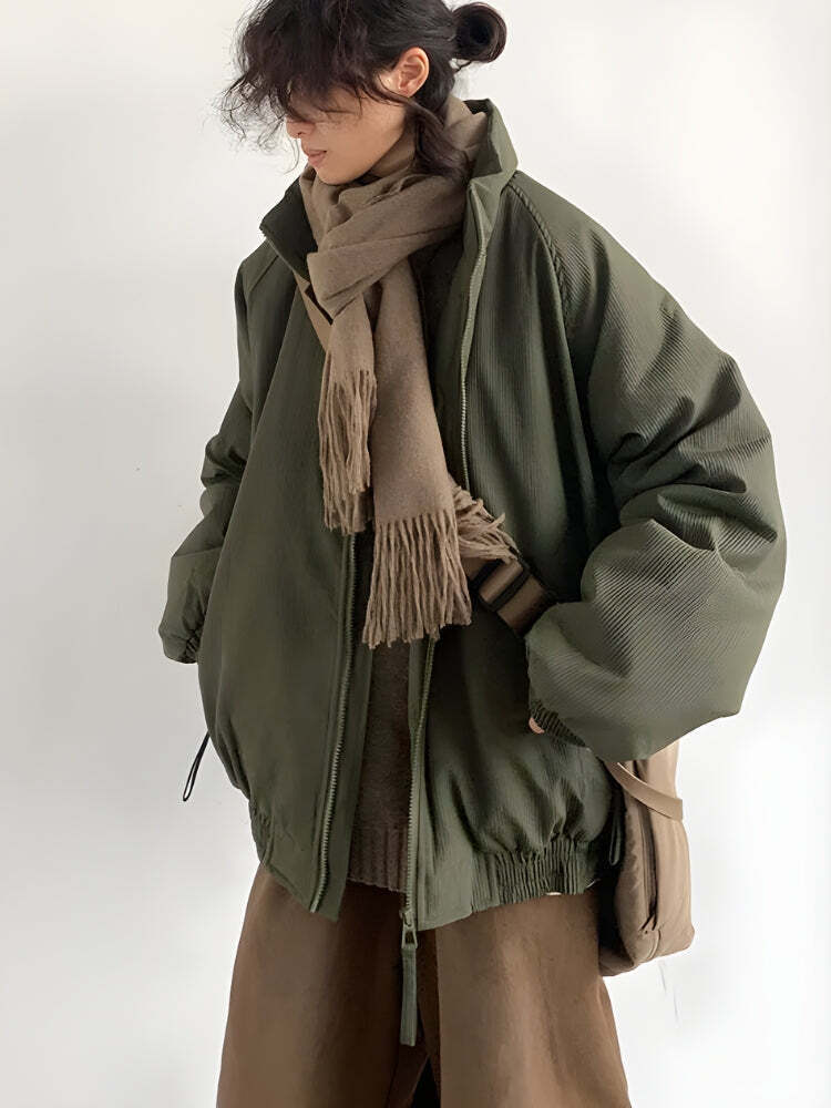 Ribbed High Neck Jacket Ribbed High Neck Jacket