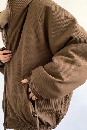 Ribbed High Neck Jacket