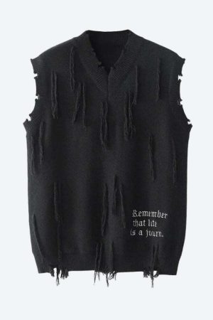 Ripped Tasseled Sweater Vest