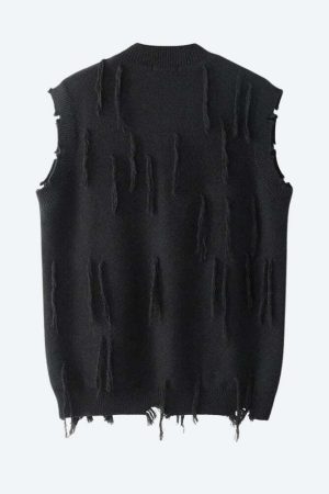 Ripped Tasseled Sweater Vest
