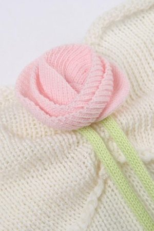 Rose Detailed Knitted Crop Top