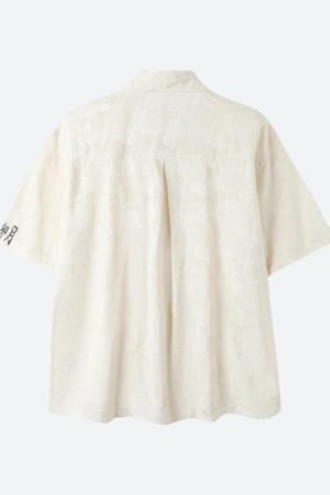 Rose Embroidery Tie Shirt