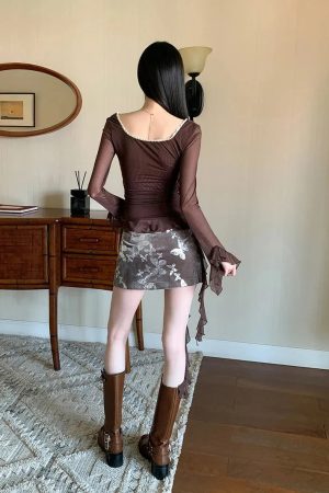 Rose Mesh Ruffled Top