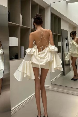 Rose Ruffled Mini Dress