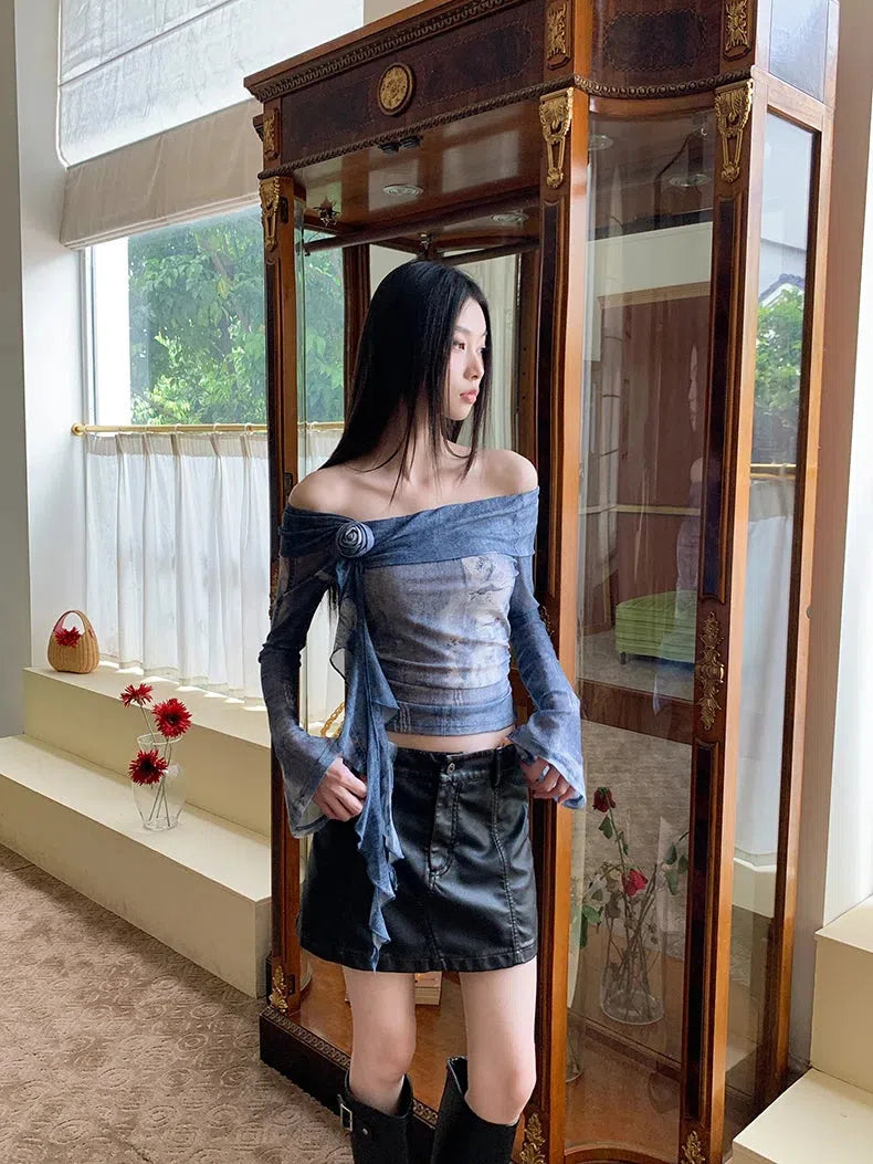 Rose Ruffled Off Shoulder Top Rose Ruffled Off Shoulder Top