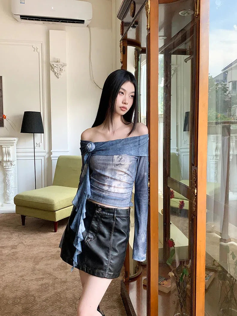 Rose Ruffled Off Shoulder Top Rose Ruffled Off Shoulder Top