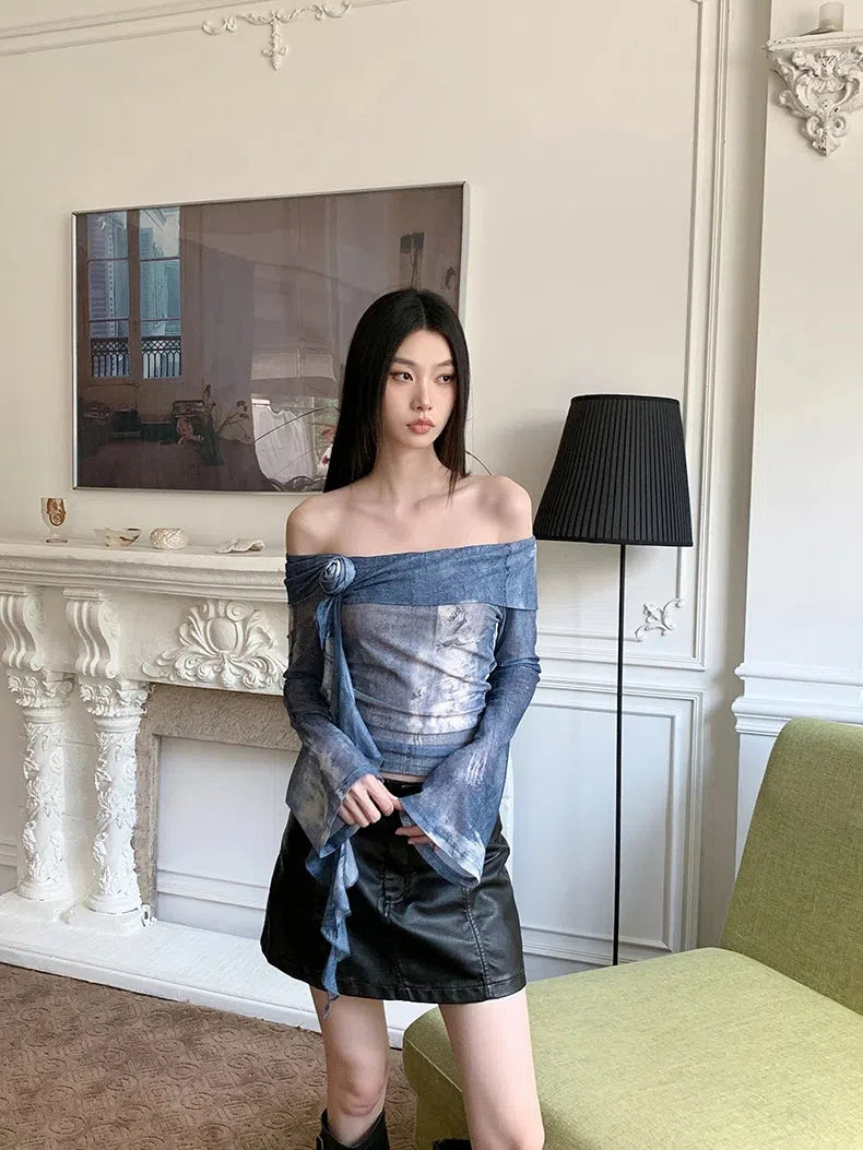 Rose Ruffled Off Shoulder Top Rose Ruffled Off Shoulder Top