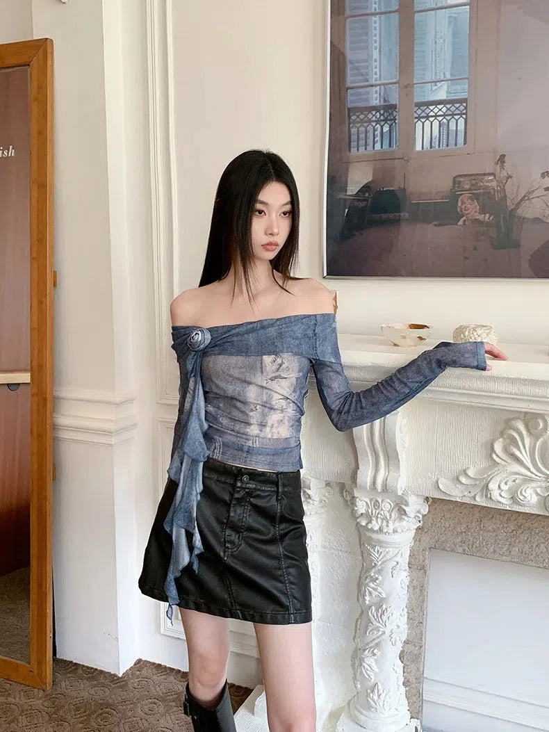 Rose Ruffled Off Shoulder Top Rose Ruffled Off Shoulder Top