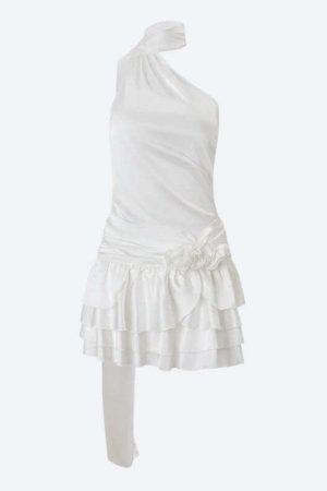 Rose Satin Backless Mini Dress