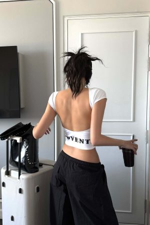 ROVENTE Backless Cap Sleeve Fitted Tee