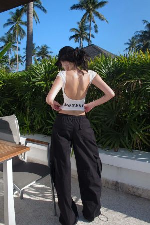 ROVENTE Backless Cap Sleeve Fitted Tee