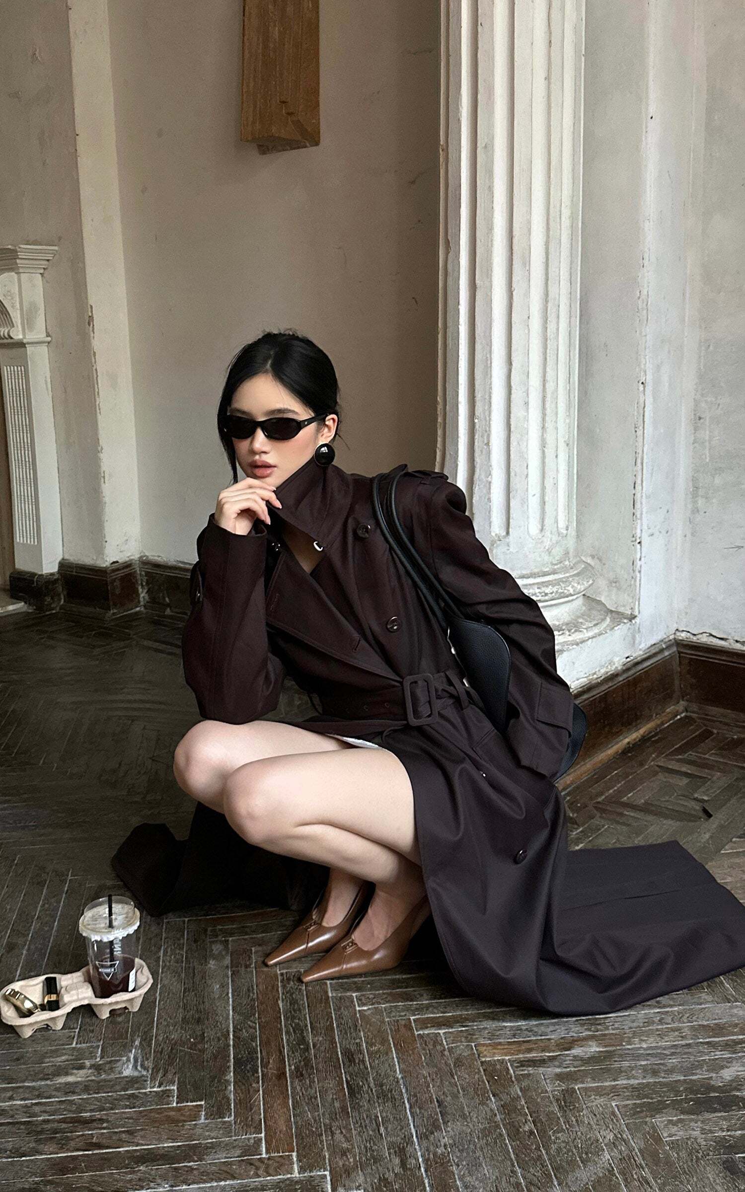 ROVENTE Belted Double-Breasted Trench Coat ROVENTE Belted Double-Breasted Trench Coat