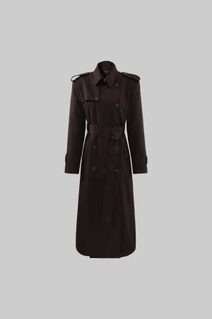 ROVENTE Belted Double-Breasted Trench Coat