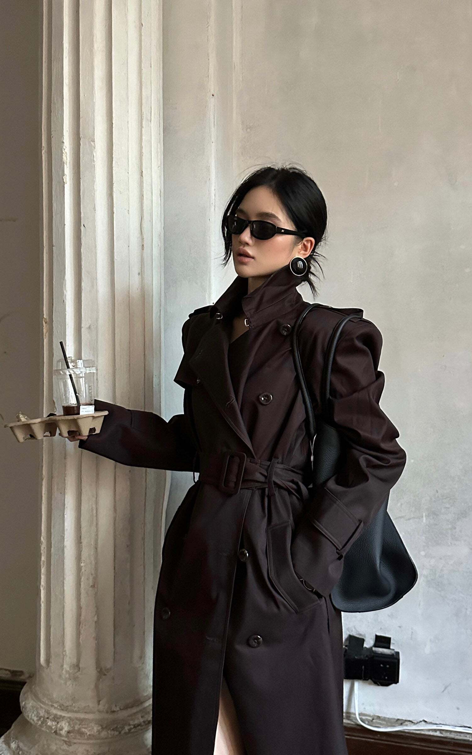 ROVENTE Belted Double-Breasted Trench Coat ROVENTE Belted Double-Breasted Trench Coat