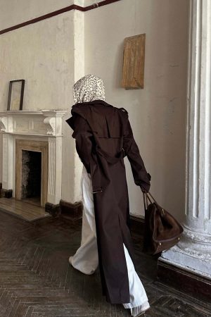 ROVENTE Belted Double-Breasted Trench Coat