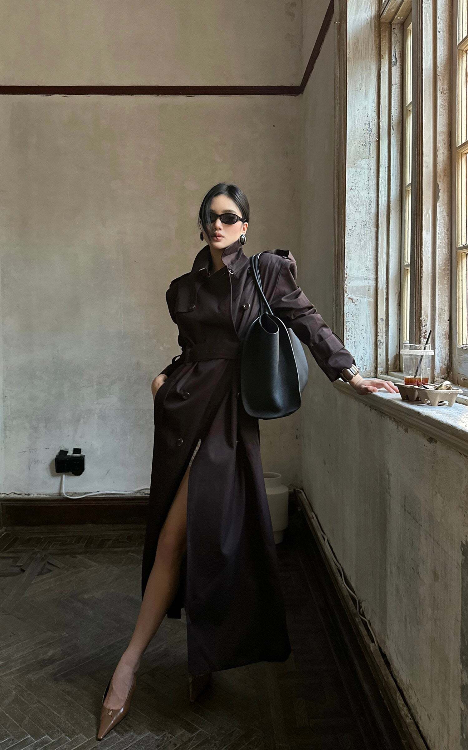 ROVENTE Belted Double-Breasted Trench Coat ROVENTE Belted Double-Breasted Trench Coat